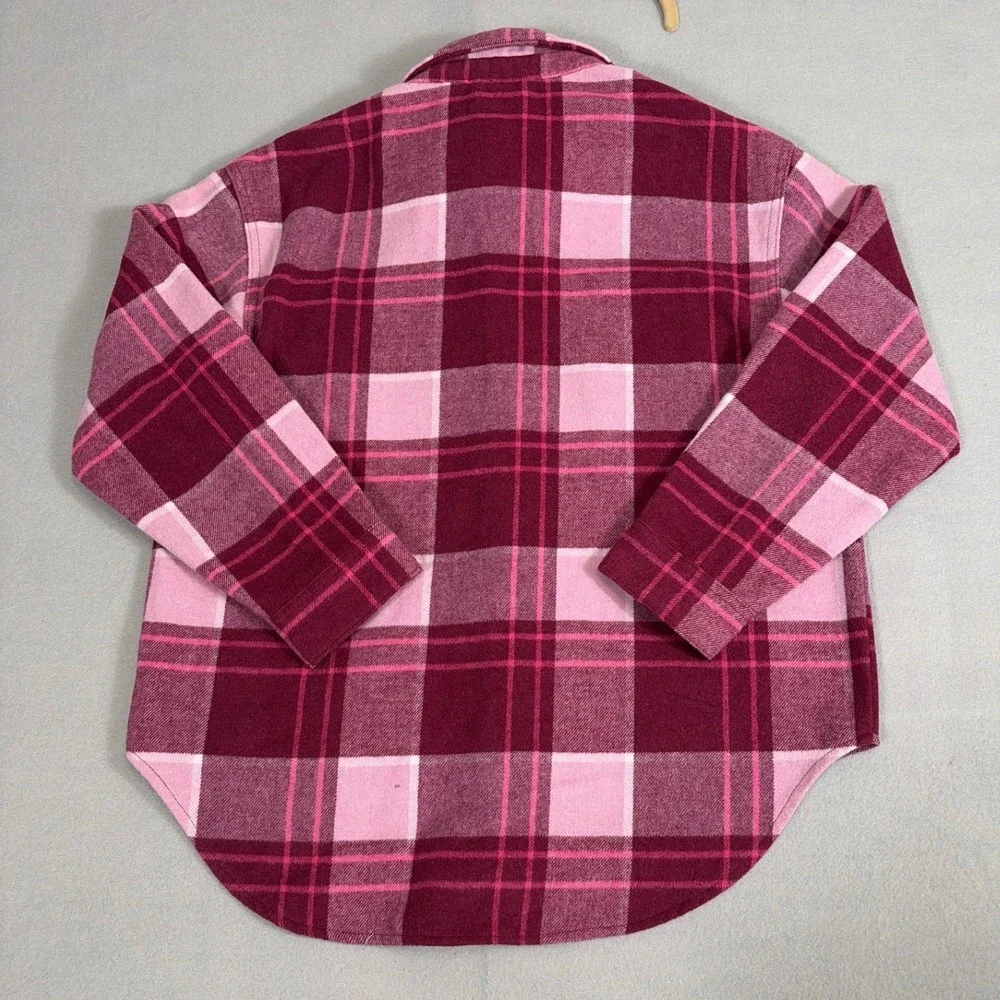 Sugar & Jade Pink Plaid Wool Blend Shacket Girls XL 16/18 Button Front Jacket‎